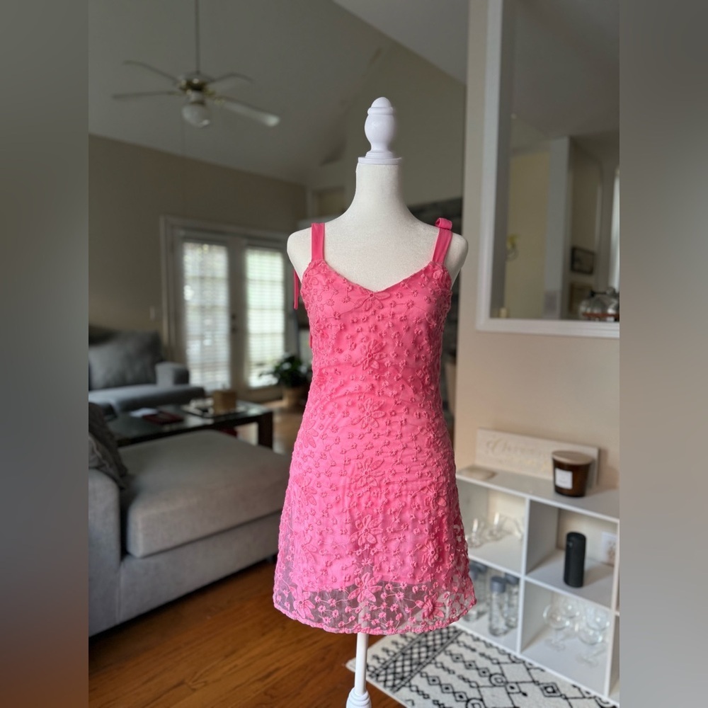 Blue Rain Pink Floral Mini Dress - Picture 3 of 9